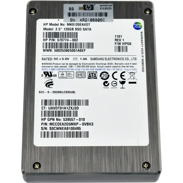 HP/Samsung 120gb ssd 2.5 inch sata MK0120EAVDT