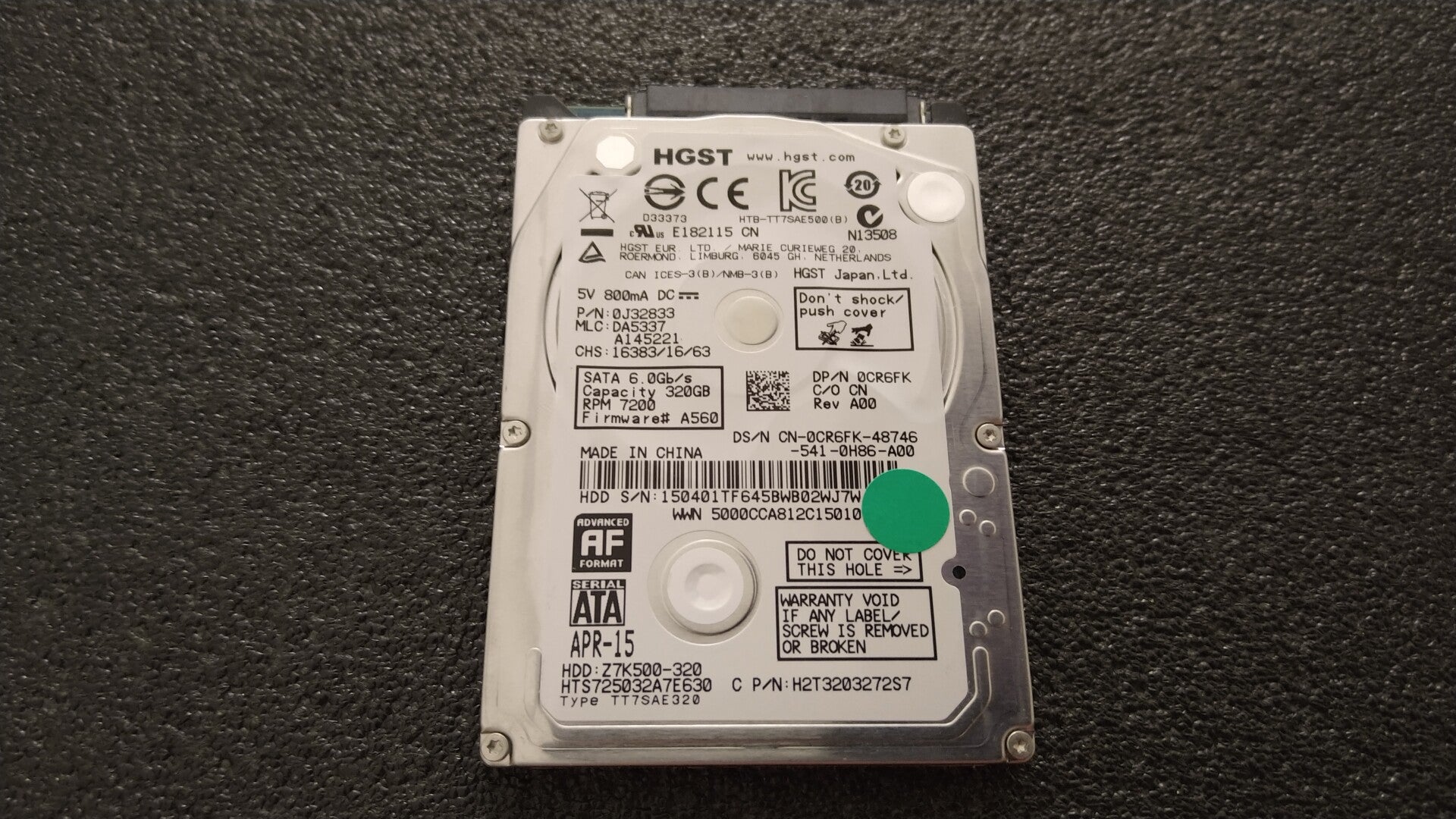 HGST Z7K500-320 harde schijf 320gb 2.5 inch sata