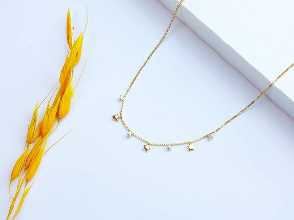 Choker estrelinha e pedra zircônia