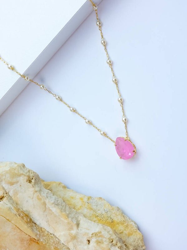 Colar quartzo com pérola