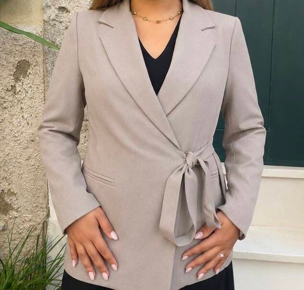 Beige Wrap Blazer
