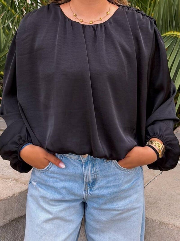 Black Balloon Blouse