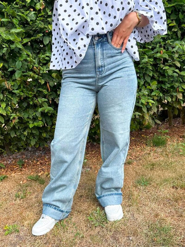 Lichtblauwe wide leg jeans - hoge taille