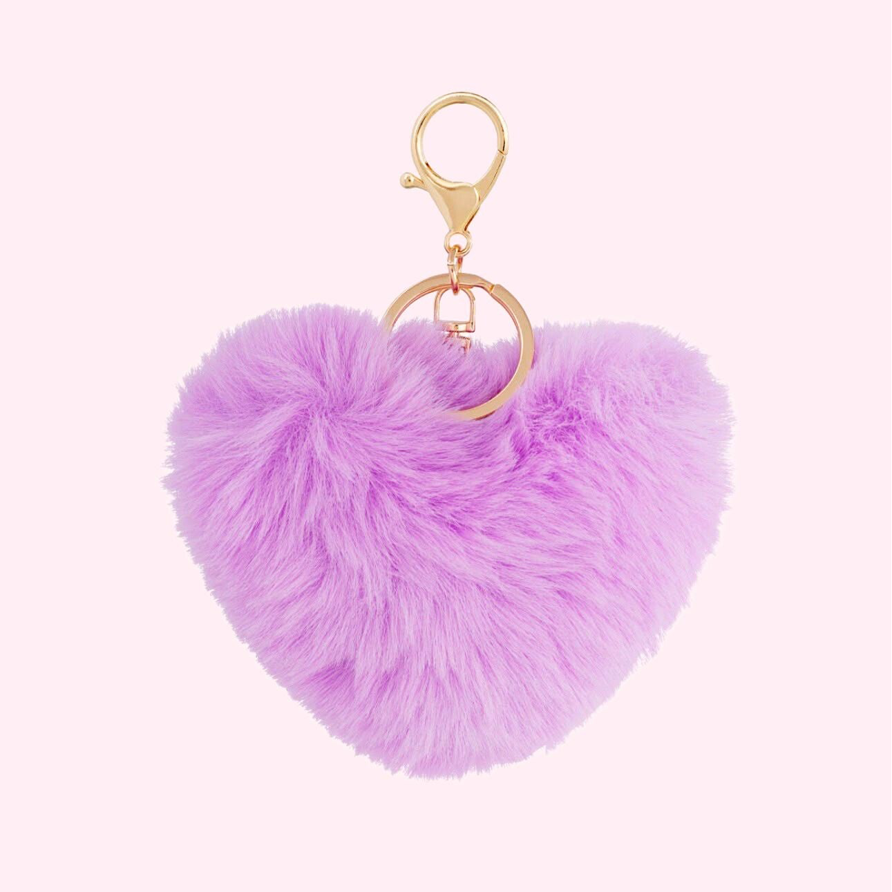 Lilac Fluffy Heart Keychain