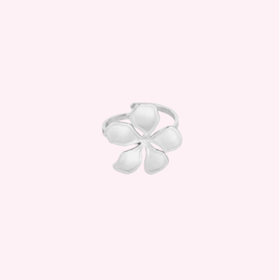 Zilveren Ring met Bloem