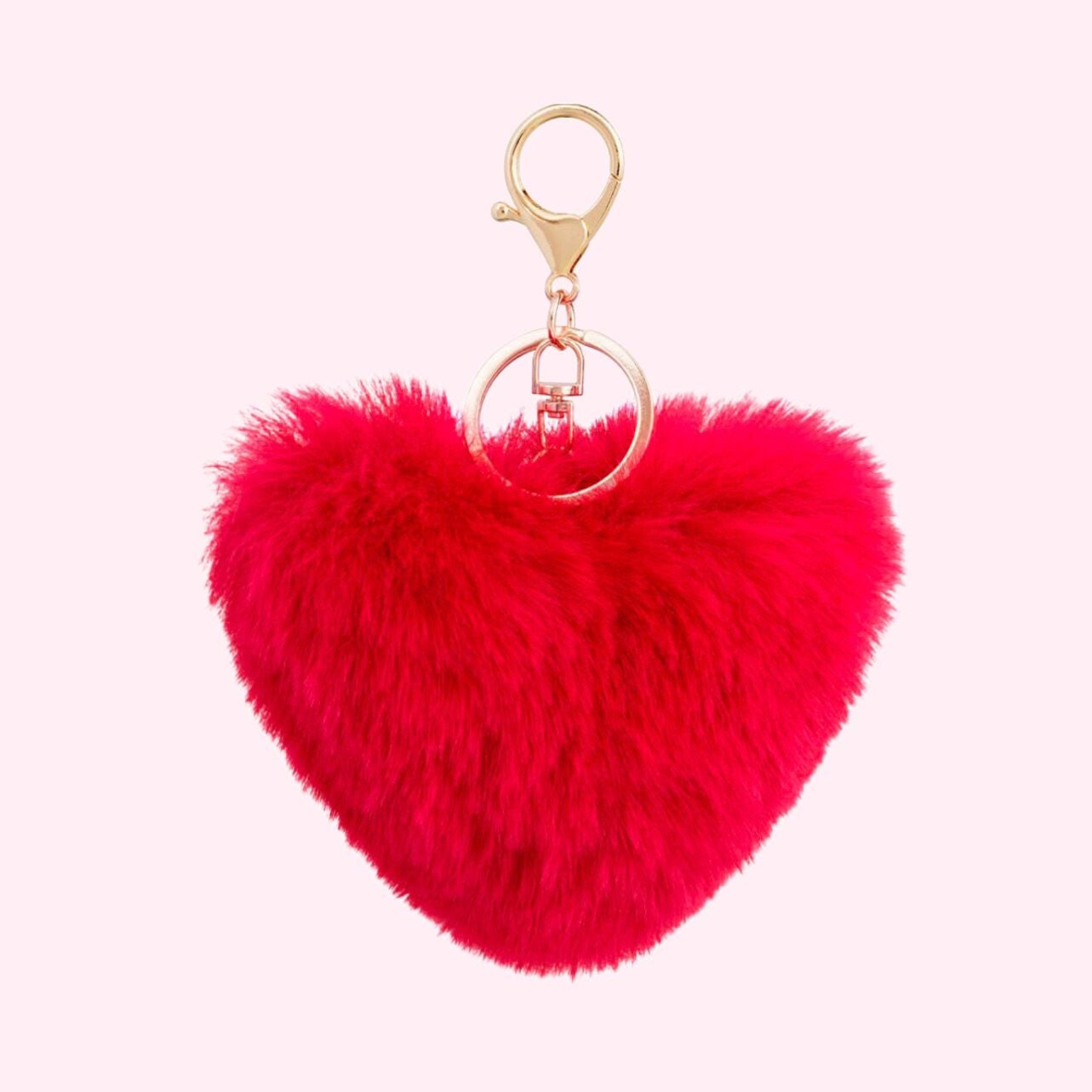 Red Fluffy Heart Keychain