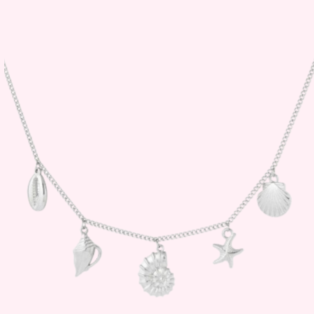 Zilveren Ketting met Schelpen Bedeltjes