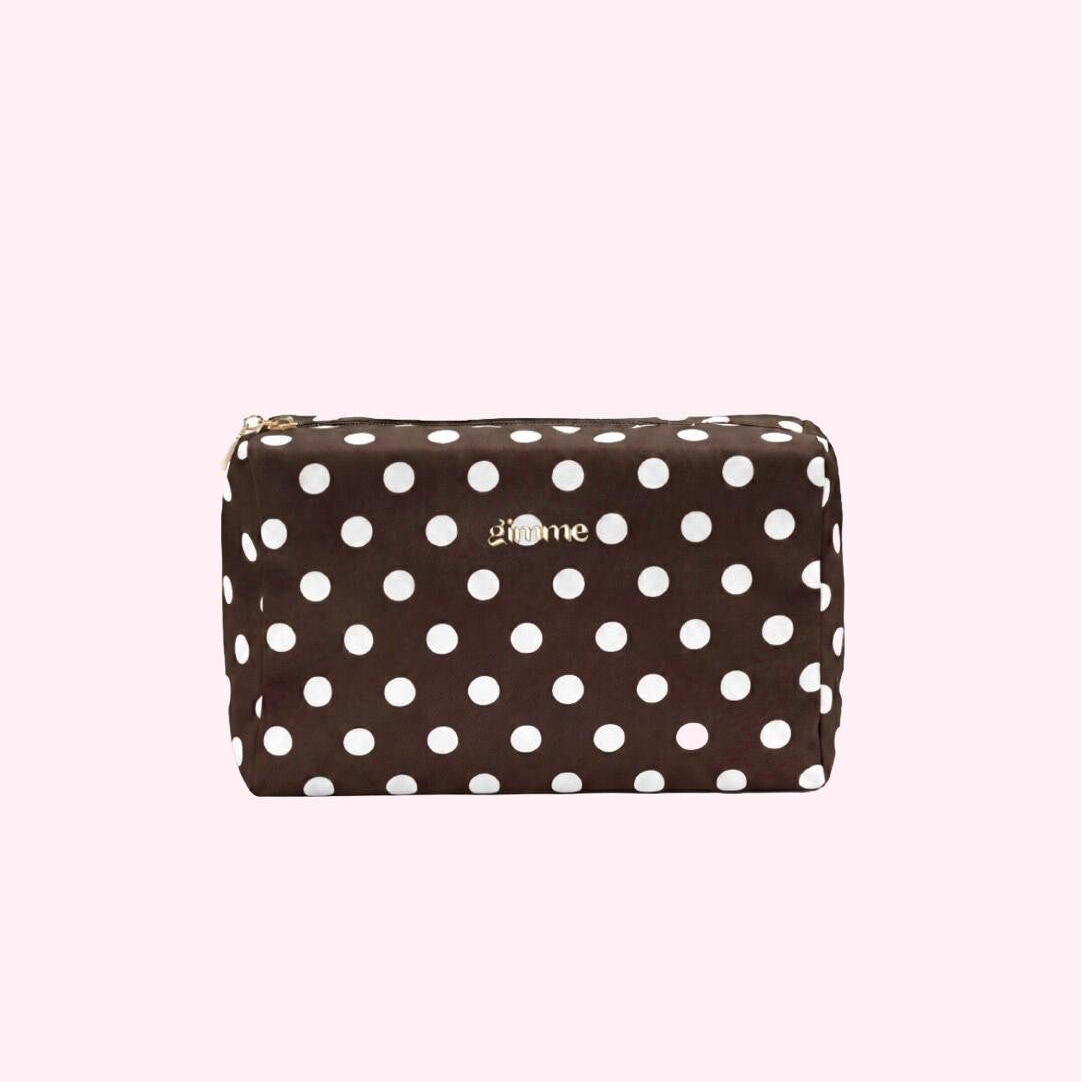 Brown Polka Dot Make-up Bag