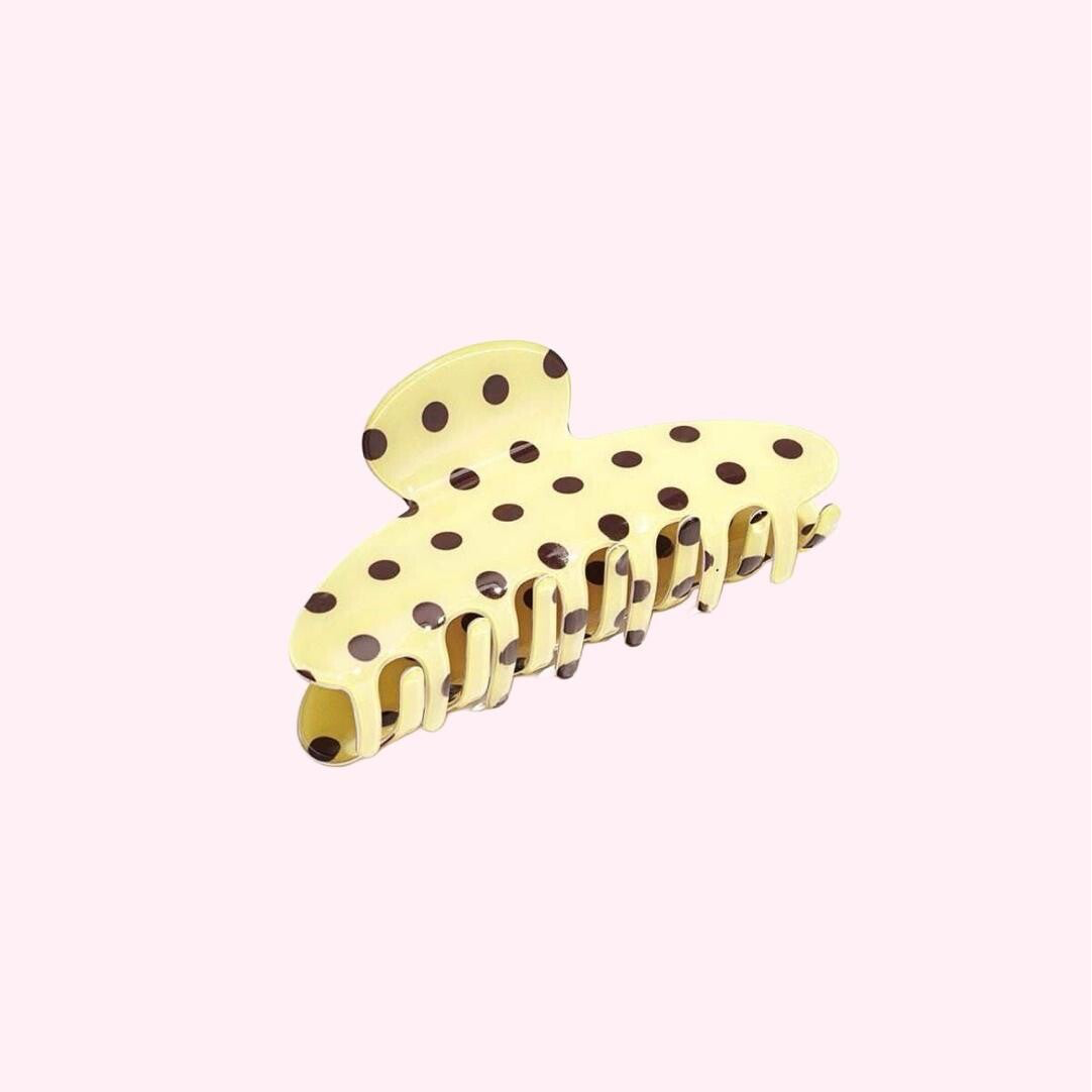 Yellow Polka Dot Hair Claw