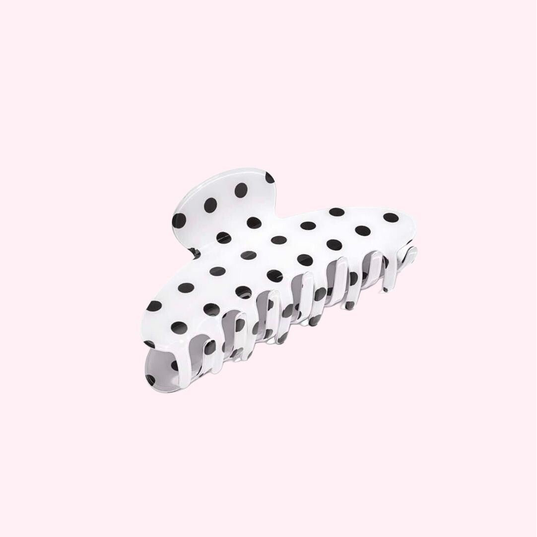 White Polka Dot Hair Claw