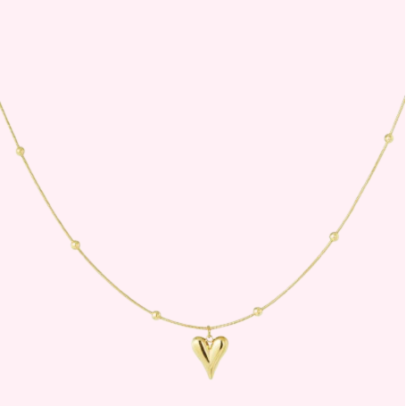 Golden Puffy Heart Necklace
