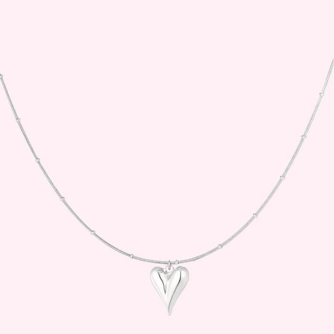 Silver Puffy Heart Necklace