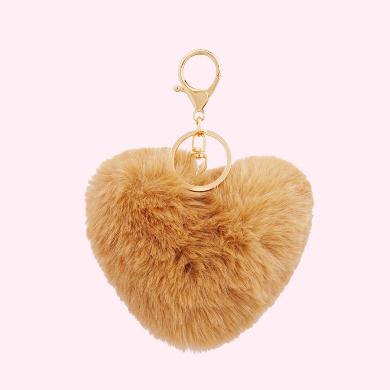 Caramel Fluffy Heart Keychain