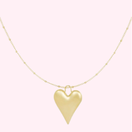 Golden Puffy Heart Necklace