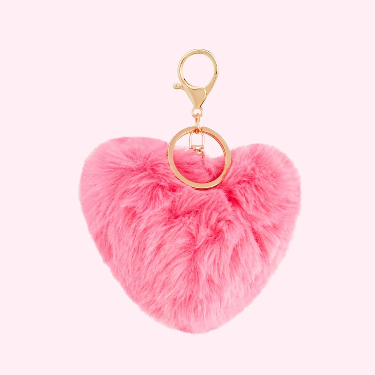 Pink Fluffy Heart Keychain