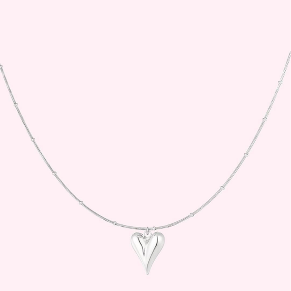Silver Puffy Heart Necklace