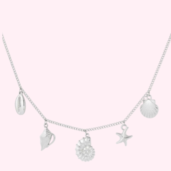 Zilveren Ketting met Schelpen Bedeltjes