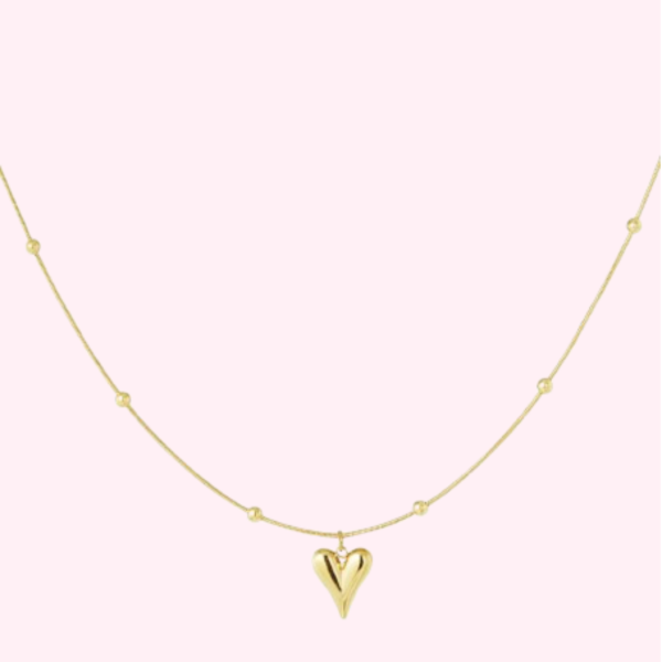 Golden Puffy Heart Necklace