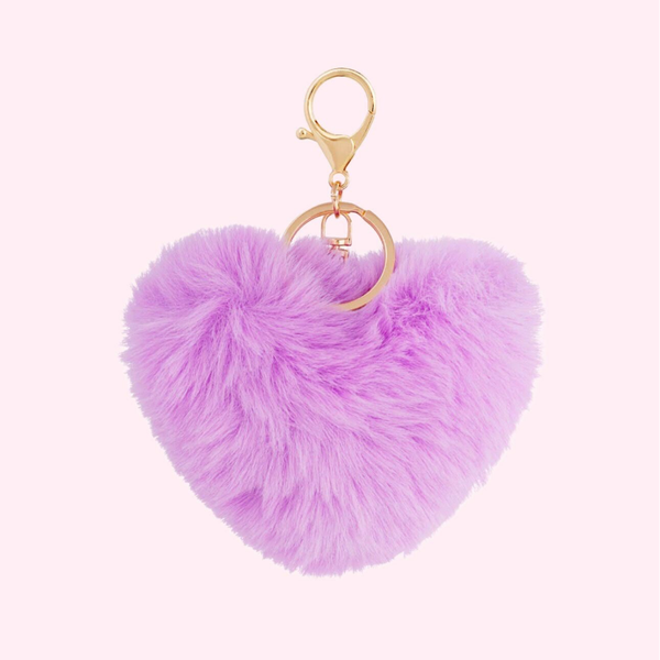 Lilac Fluffy Heart Keychain