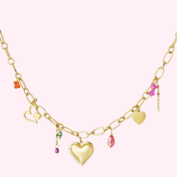 Colorful Heart Charm Necklace