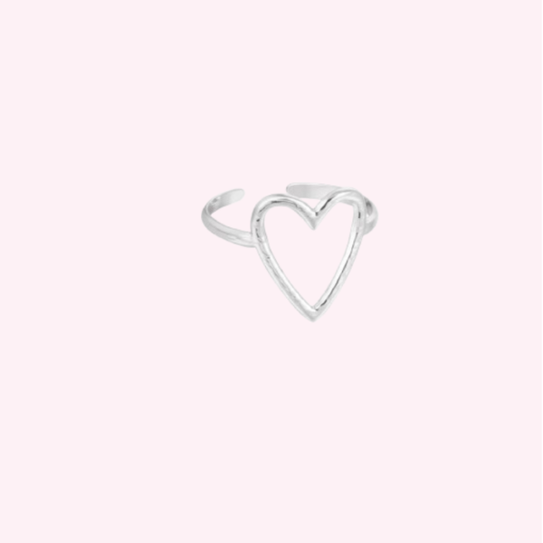 Zilveren Open Ring met Hart