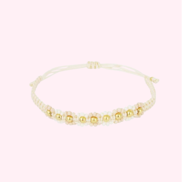 White Daisy Woven Bracelet