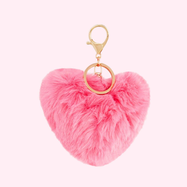 Pink Fluffy Heart Keychain