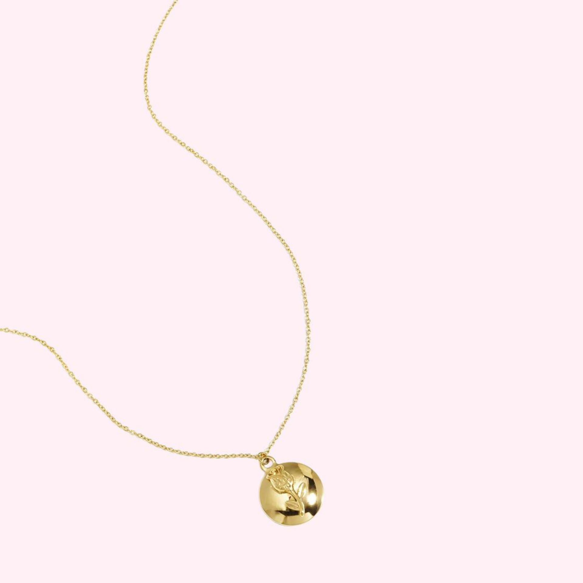 Golden Rose Coin Necklace