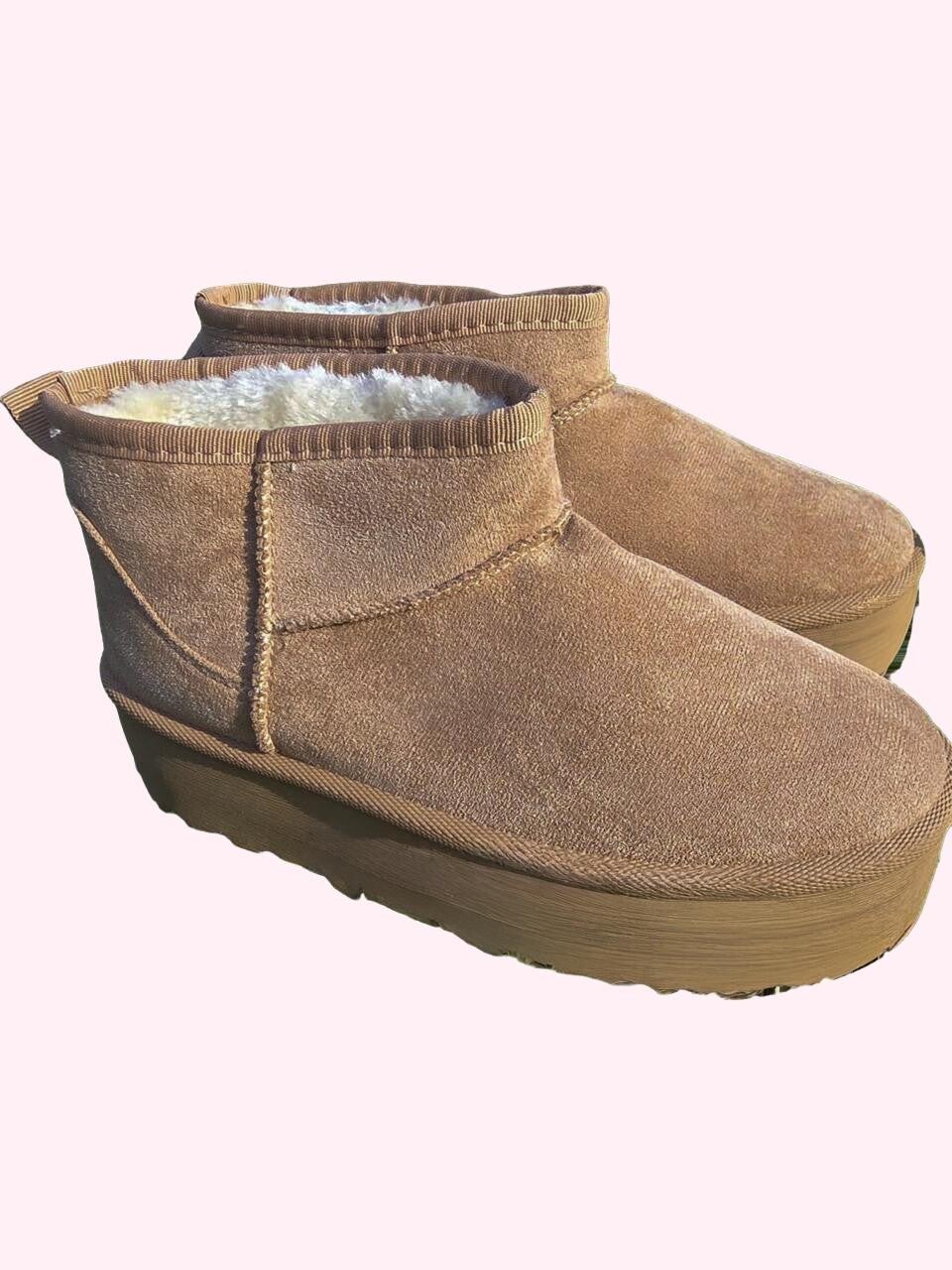 Camel Suede Platform Boots