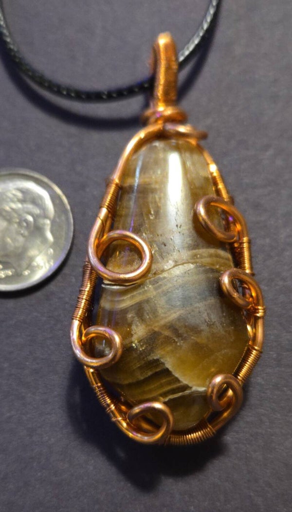 P6- Root beer banded calcite polished pendant, necklace, cabochon, mothers day special