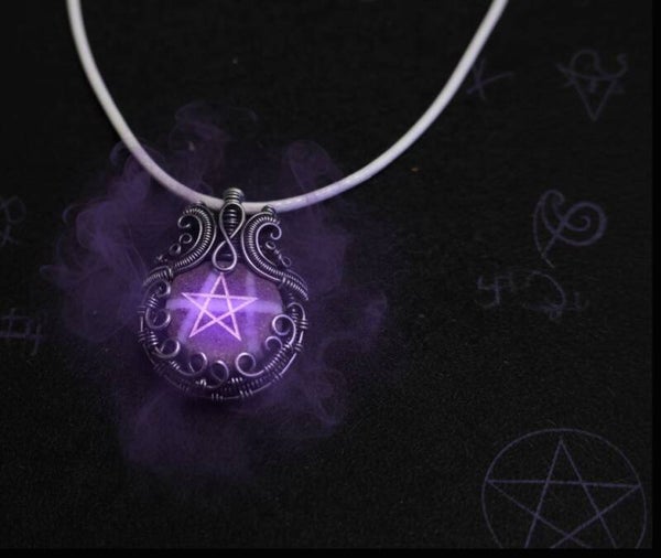 PD-1 Natural Pentagram "A" stone. Polished Pendant With Necklace