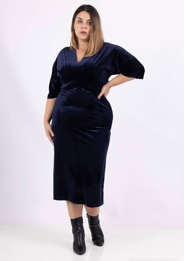Jurk, blauw, velvet