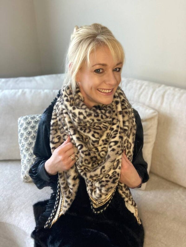 Sjaal, faux fur, leopard