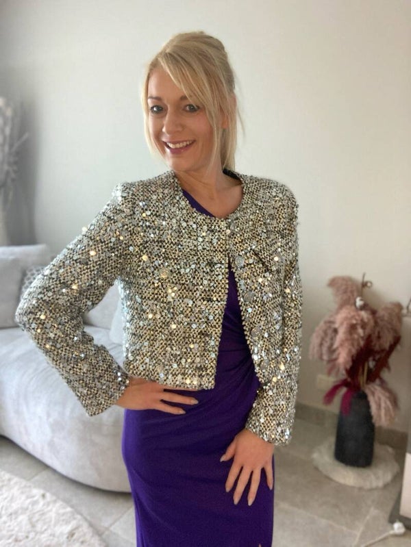 Vest, glitter, zilver