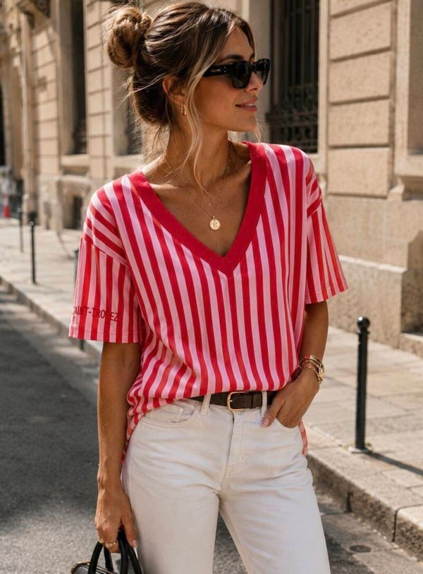 T-shirt “Saint-tropez” rood/roze