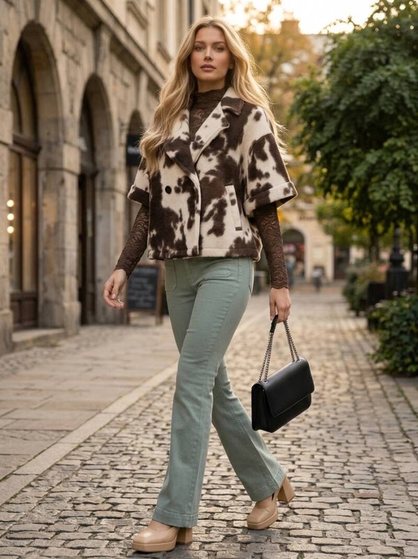 Fall for Western Cow Print Short Sleeve Jacket