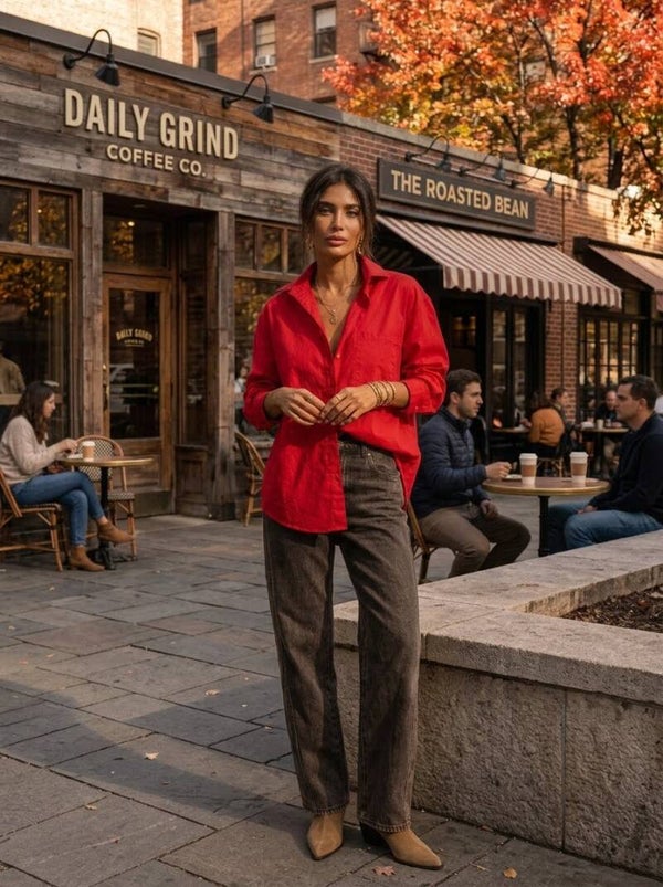 Fall for Red Button Up