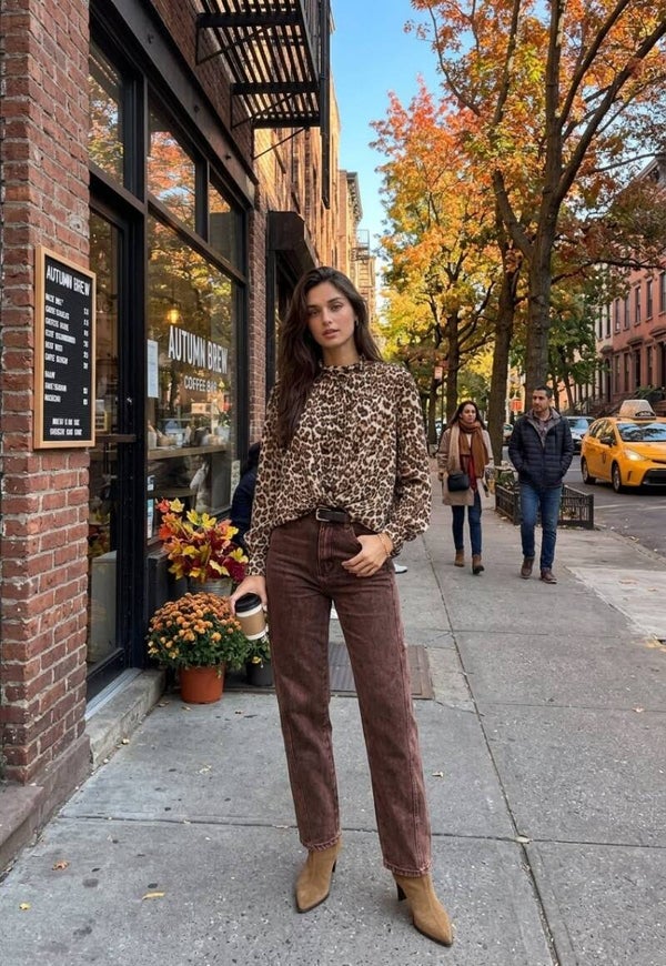 Fall Romance Leopard Bow Blouse
