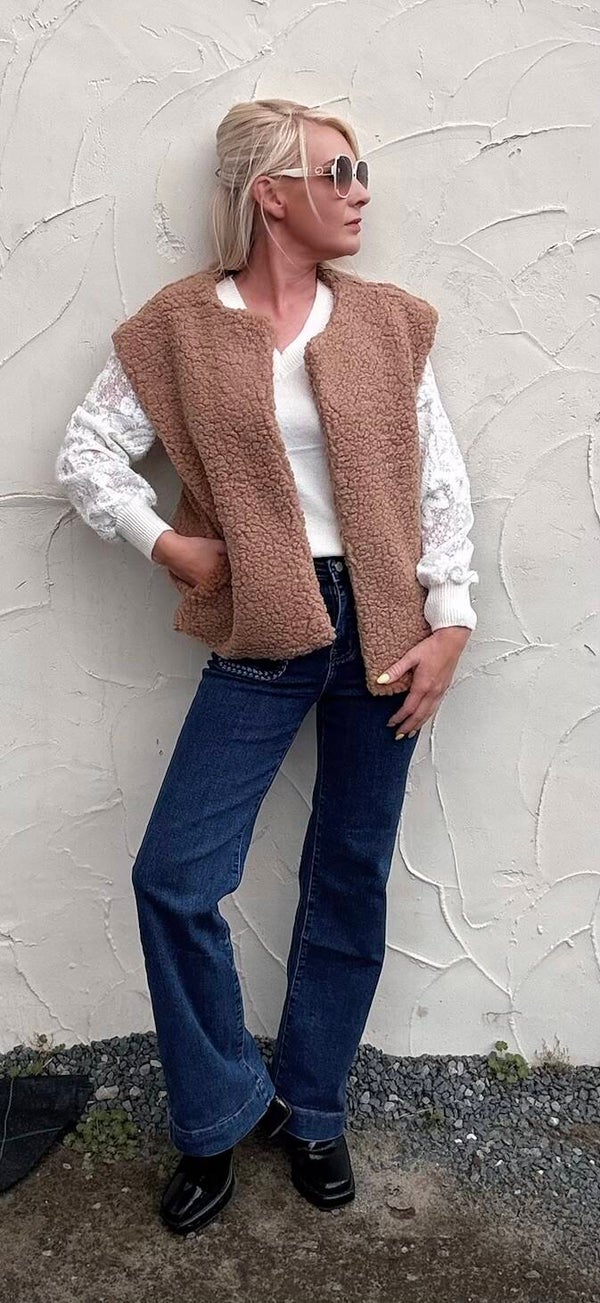 Mouwloze vest, Camel