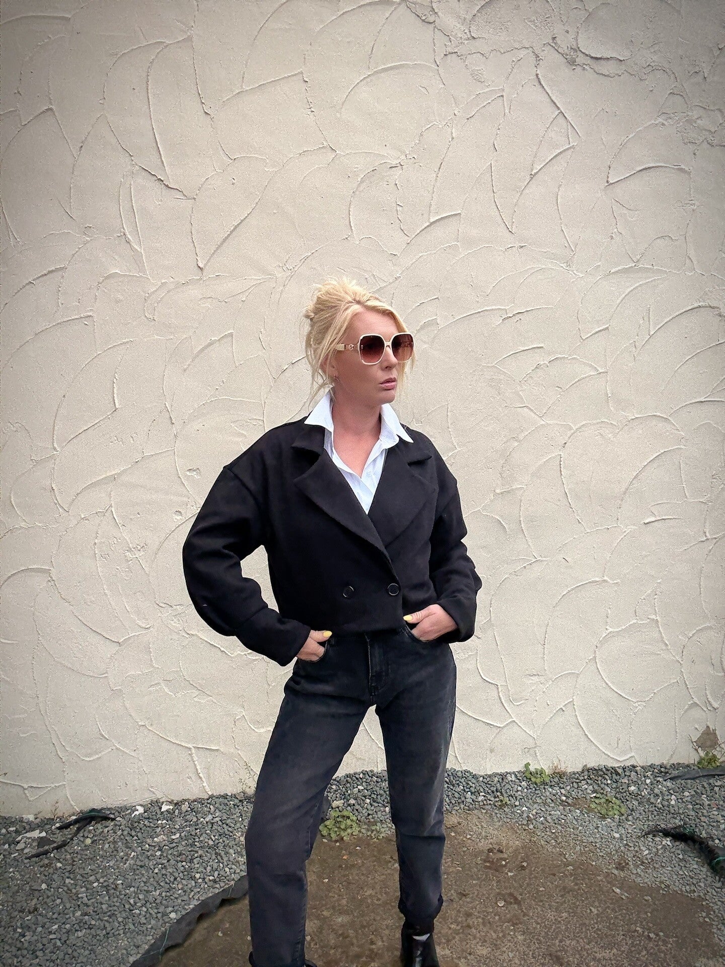 Cropped jasje, zwart