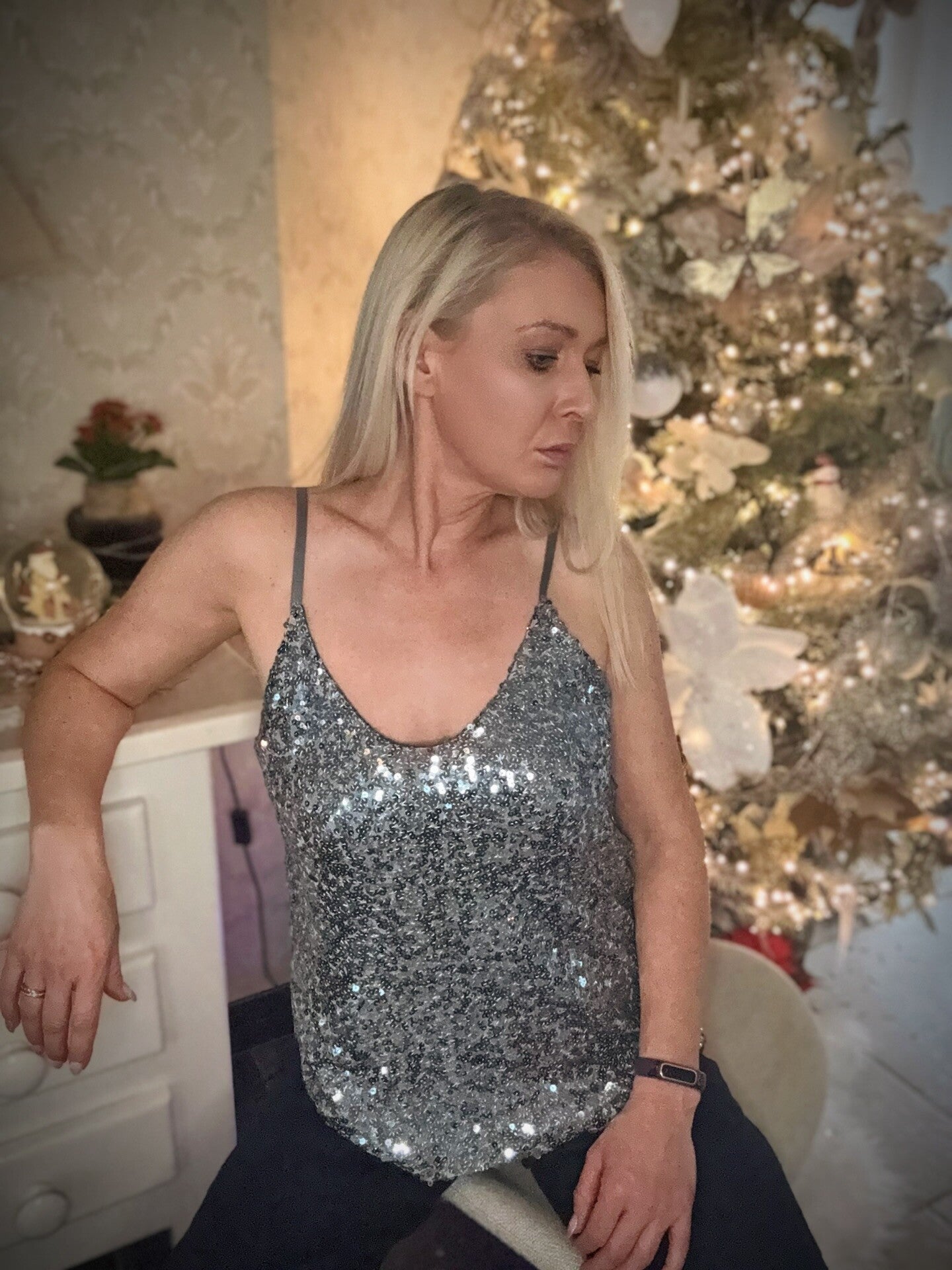Silver sparkle top