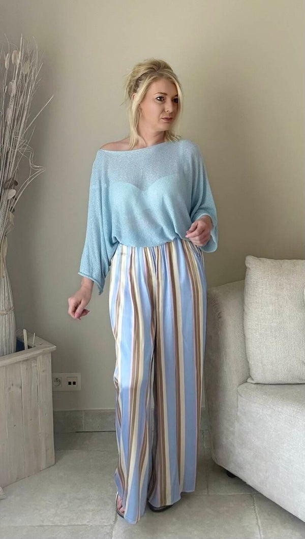 Riviera Satin blue broek