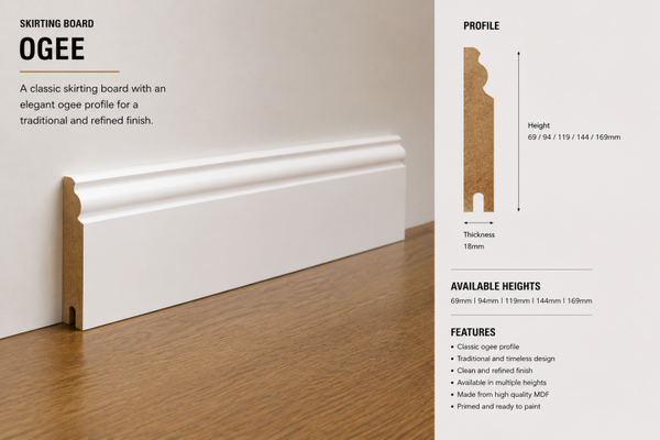Ogee MDF moisture-resistent Skirting Board