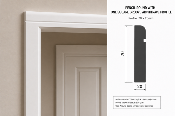 Pencil Round and One Square  Groove MDF Architrave