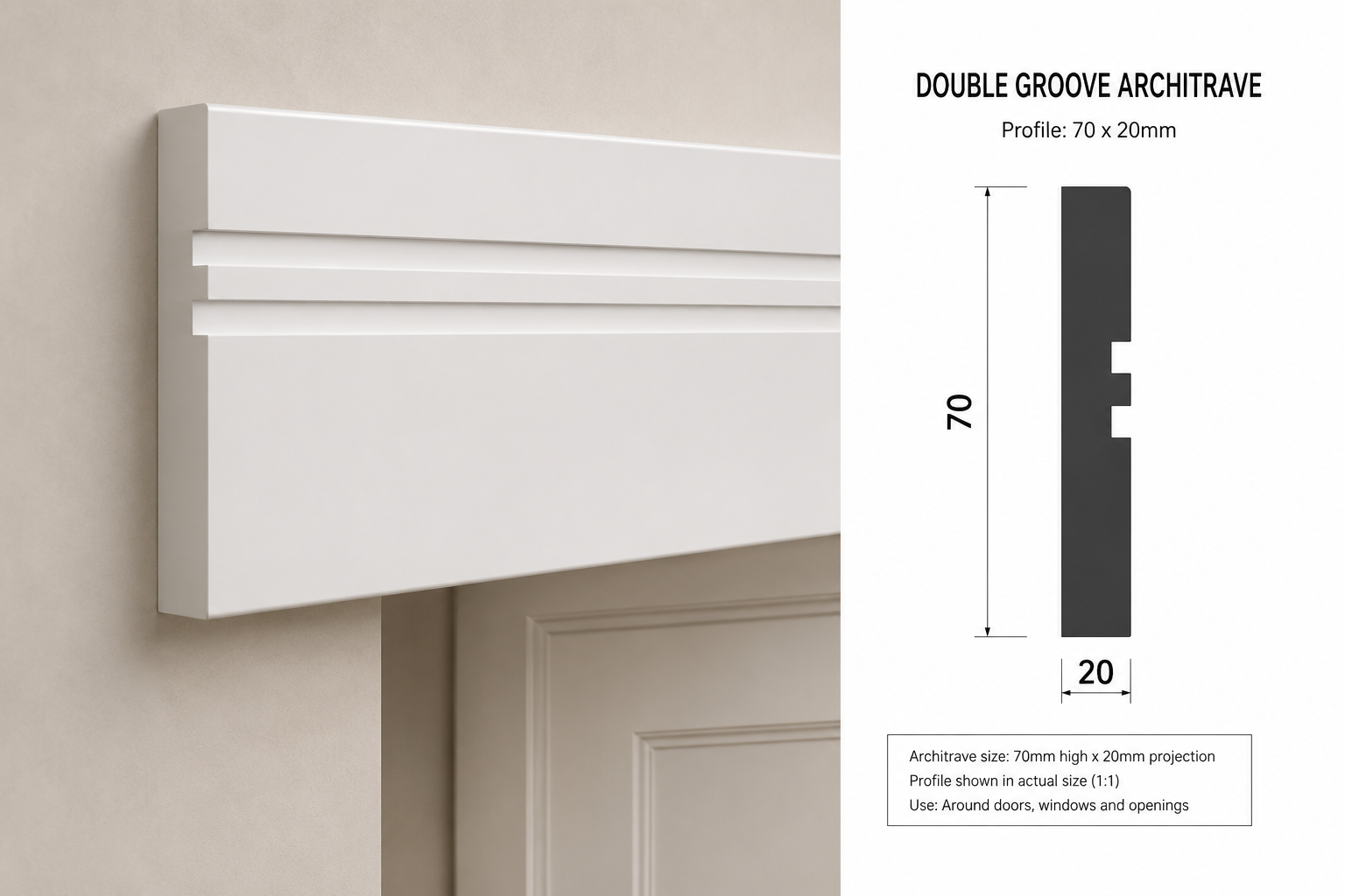 Two Square Groove MDF Architrave