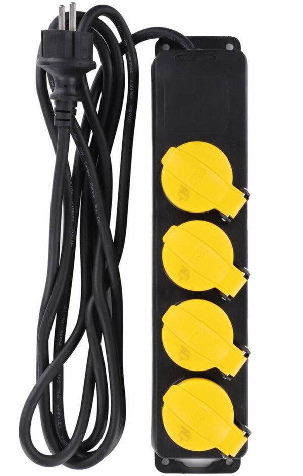 stekkerdoos – 4–voudig – randaarde – 3500W – 3 x 1.5 mm² – 3 m – zwart