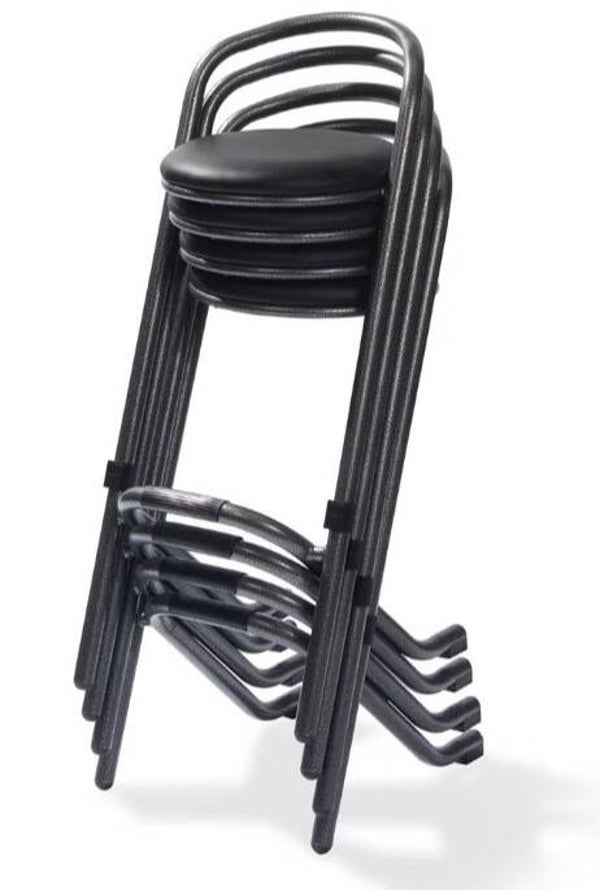 Barkruk Stapelbaar  – Naxos | Zwarte zitting per 4 met 1 sta tafel