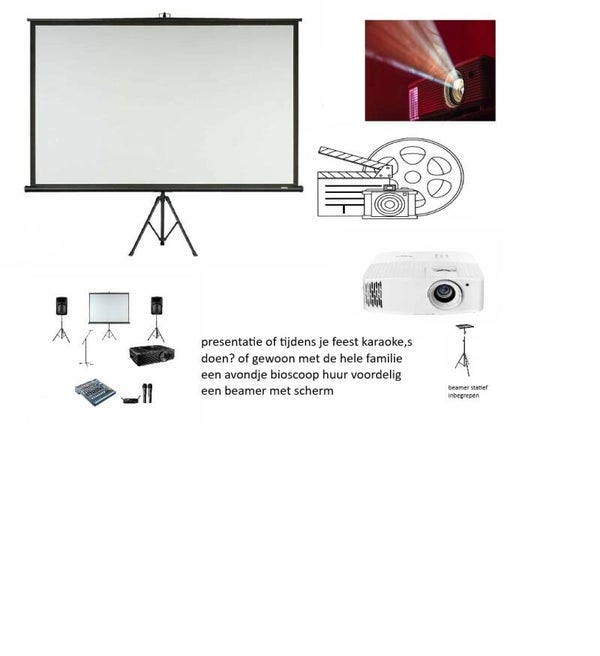 compleet beamer pakket+jbl partyspeaker 310 met microfoons