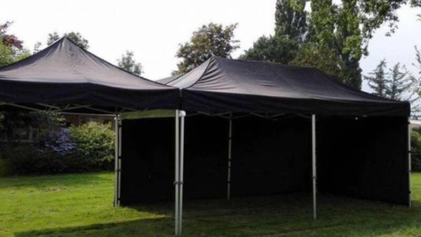 Easy up tent (zwart)combinatie 3x7,5 gekoppeld