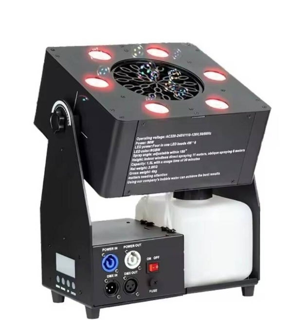 Led Bubble Machine 4IN1 RGBW DMX512 Controller Bubble Sprayer voor DJ Disco Wedding Bar Club Kleurrijk Dual Wheel Effect